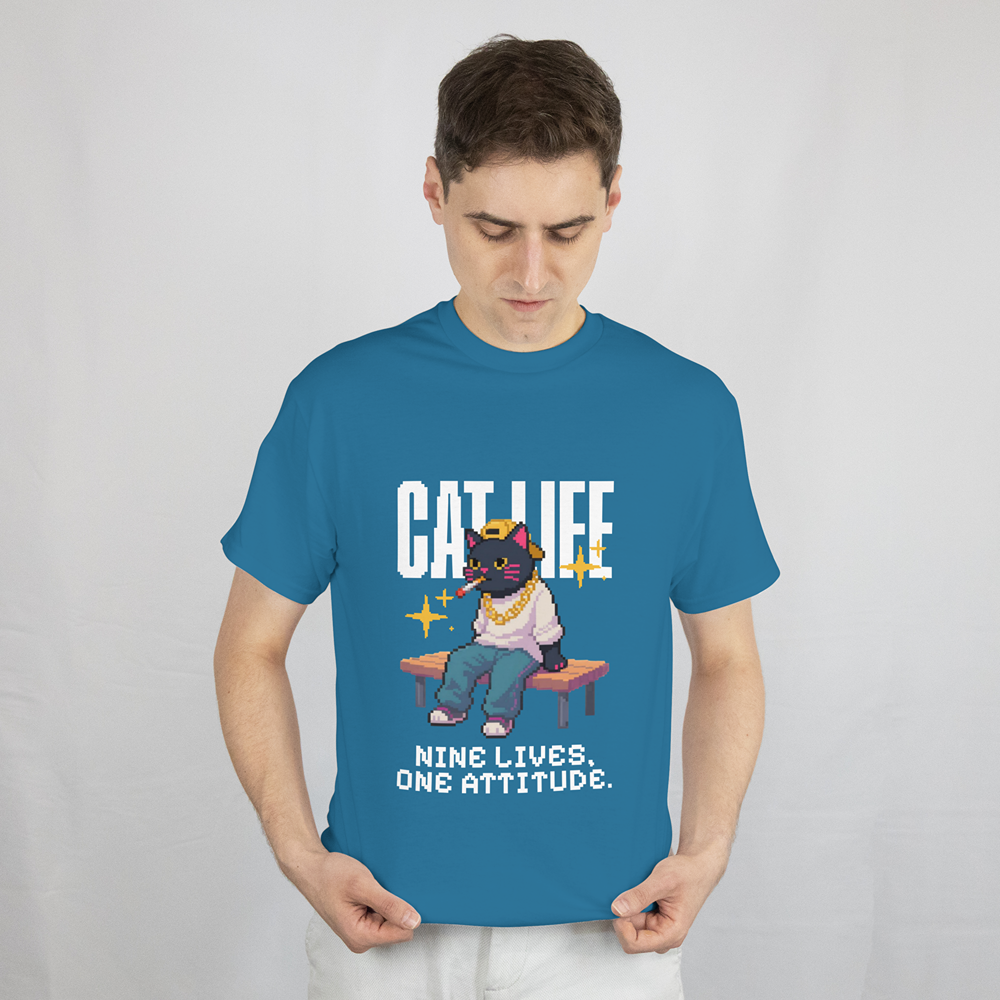Cat Life "Nine Lives, One Attitude" T‑Shirt