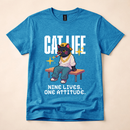 Cat Life "Nine Lives, One Attitude" T‑Shirt