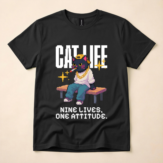 Cat Life "Nine Lives, One Attitude" T‑Shirt