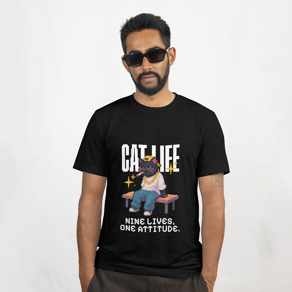 Cat Life "Nine Lives, One Attitude" T‑Shirt