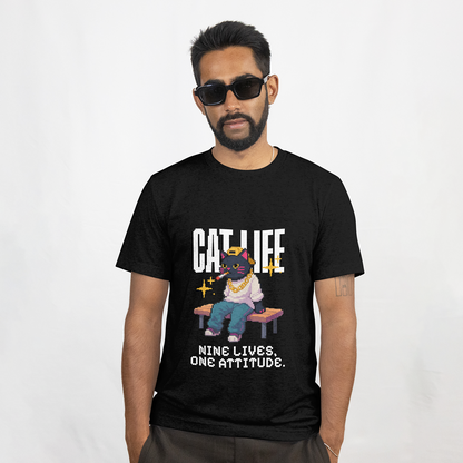 Cat Life "Nine Lives, One Attitude" T‑Shirt