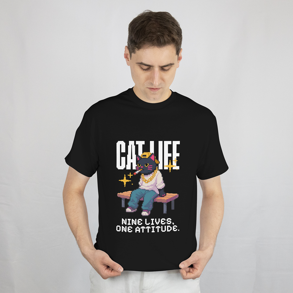 Cat Life "Nine Lives, One Attitude" T‑Shirt