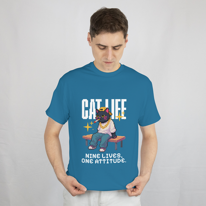 Cat Life "Nine Lives, One Attitude" T‑Shirt